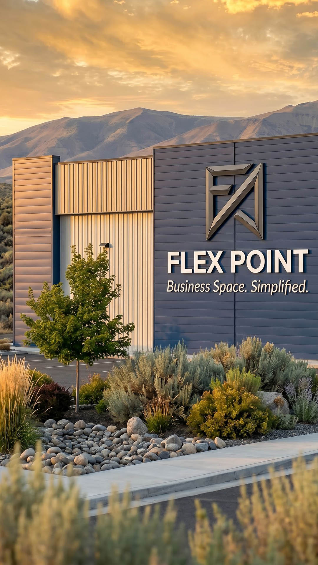 FlexPoint Business Space exterior with signage